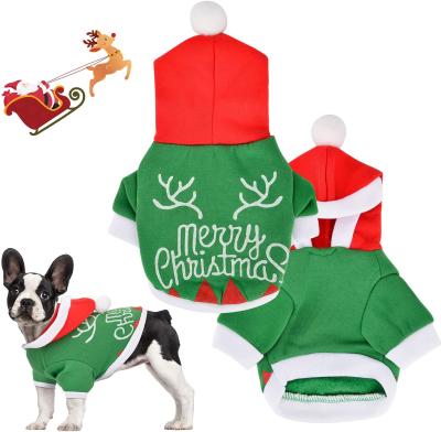 China Qiqu Sustainable Pet Christmas Dog Clothes Hoodie Pet Puppy Sweater Winter Clothing Suit Warm Coat For Small Medium Large Breed for sale