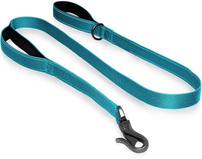 China Reflective Strong Blue Dog Leash with 2 Padded Handles, Extra Traffic Handle Control, Double Comfortable Soft Handle, Auto Lock Catch, Reflect for sale