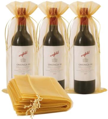 China Gift Wrapping Organza Wine Bags Wine Bottle Gift Bags With Drawstring For Wedding Birthday Party Festival Gift Favors for sale