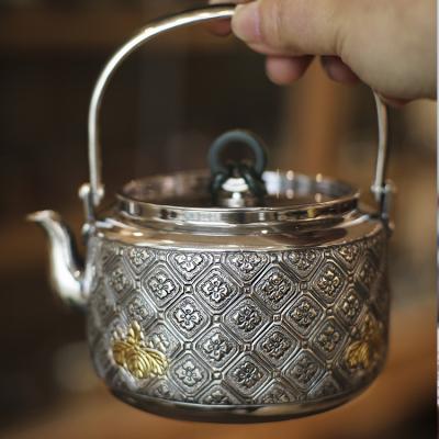 China Viable Wholesale High Quality Pure Handmade Stove Cook Silver Kettle for sale