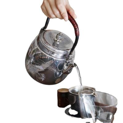 China Viable Most Popular Wholesale Manufacture Traditional Pure Handmade Silver Boiling Water Kettle for sale