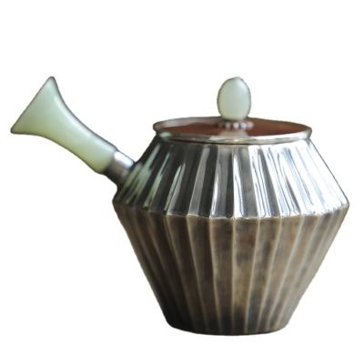 China Wholesale Handmade Portable China 999 Silver Round Teapot Viable for sale