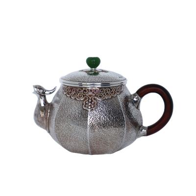 China Sustainable Handmade Silver Made 9999 Top Fashion Brewing Fashionable Teapot Set for sale