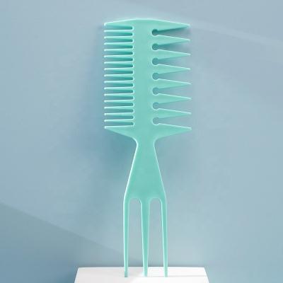 China For Home Use Retro Slicked Back Hairstyle PP Plastic Colored Comb Wide-toothed Trident Hair Comb for sale