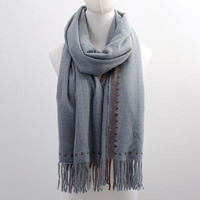 China 100% Polyester Fashion Lady Warm Long Gray Color Winter Scarf Womens Scarf Shawl Winter Cover Up Scarf For Women for sale