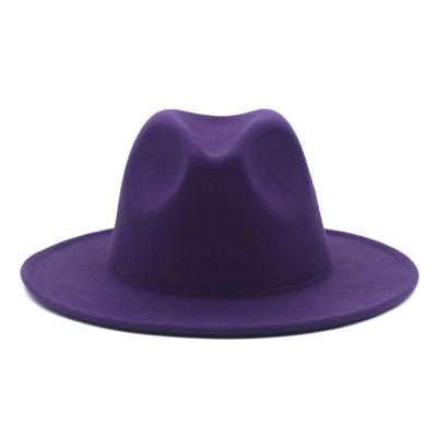 China Men's Fedora Hats Wide Brim Jazz Cap Mens Fedora Hat Solid Color New Fashion Stylish Men's Fedora Hat for sale