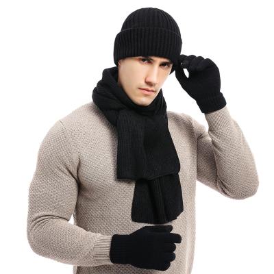 China Fashion Men's Acrylic Material Scarf Hat Custom Gloves\Soft Comfortable\Durable Solid Color Squares Beanie And Scarf Set Unisex for sale