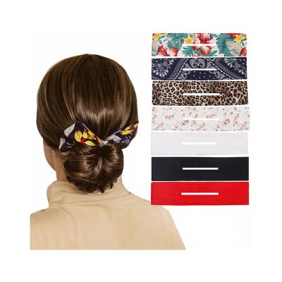 China Skillful Women Summer Hair Bands Fashion Print Yarn Skillful Roll Knotted Fashion Bun For Hair for sale