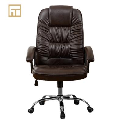 China (Size) Guangdong Office Chair Caster Foshan Executive Boss Chair Adjustable Brown Leather Office Chair for sale