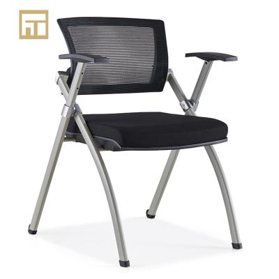 China Conference Room Foldable Adjustable Mesh Office Chair Writing Folding Tablet Meeting Training Chair for sale