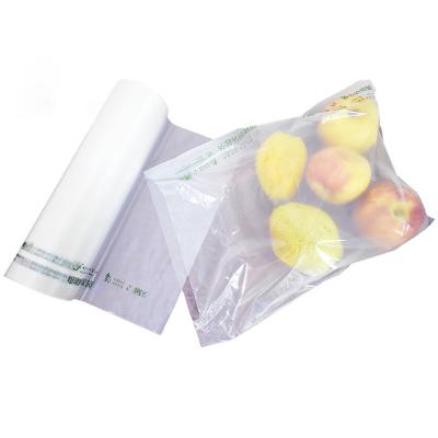 China Hot Sale 100% PLA Fruit Vegetable BIODEGRADABLE Compostable Translucent Shopping Roll Bags For Supermarket for sale