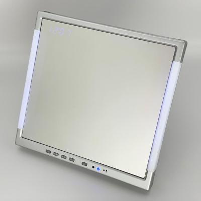 China Home Shower Bath Room Mirror Radio Radio With Wireless Speaker And LED Clock Light for sale