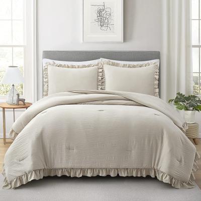 Κίνα Προσαρμοσμένο 3 τεμάχια Queen Comforter Set Φάρμα Επενδύματα Εγκατάστασης με σχεδιασμό κρεβατιού Ruffle προς πώληση