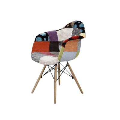 China Ergonomic Design Hot Sale Fabric Patchwork Chair Dining Chair Living Room Armchair for sale