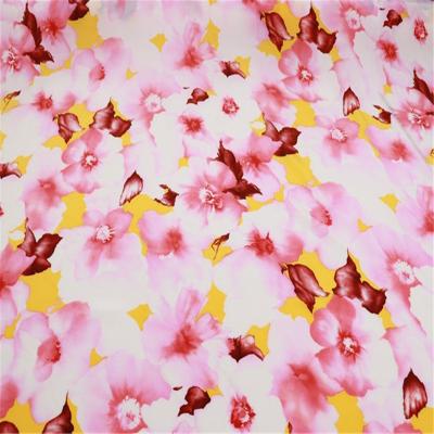 China Organic Colorful New  Fashion Big Flower Printed Pure Silk Crepe de Chine Fabric for  Women Clothes for sale