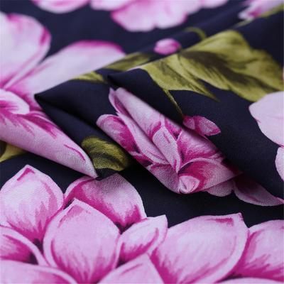 China Organic High Quality  100% Natural Pure Floral Printing Silk Crepe De Chine Fabric for Ladies Dresses for sale