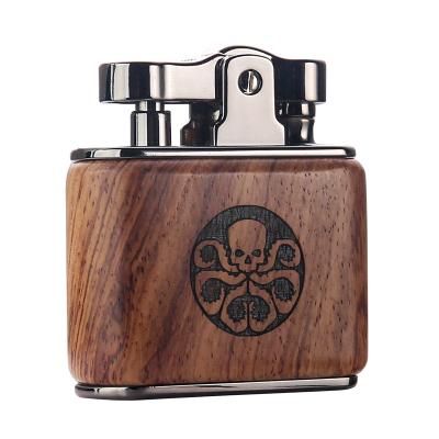 China Retro Safety Sandalwood Kerosene Lighter For Men Smoking Oil Metal Lighters Cigar Torch Lighter for sale