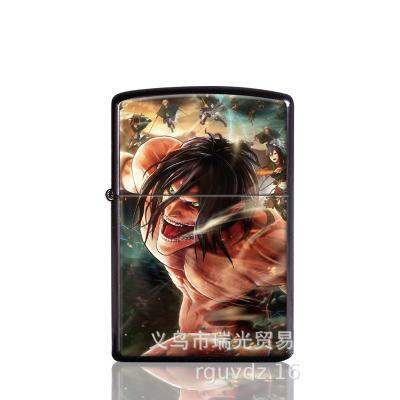 China 2022 New UV Printing Attack On Titan Series Lighter Personality Creative Metal Kerosene Windproof Lighter for sale