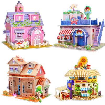 China 100% Eco-friendly Imaginary Houses Educational Creative Gift Kids DIY Toys 3D Puzzle For Children for sale