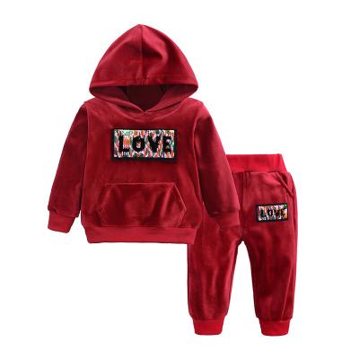 China 2019 Breathable Autumn Winter Long Sleeve Hooded Coat Kids Fabric Sets Children Clothing Girl for sale