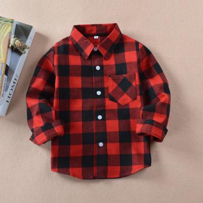 China Baby Toddler Anti-Shrink Long Sleeve Shirt Plaid Fall Blouse Little Kids Fall Clothes for sale