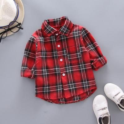 China Kids Little Girls Long Sleeve Anti-Shrink Button Down Red Plaid Flannel Shirt for sale