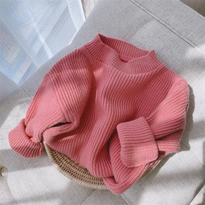 China Anti-Shrink Candy Warm Soft Color Winter Drop Crewneck Boy Kids Loose Pullover Sweater For Girls for sale