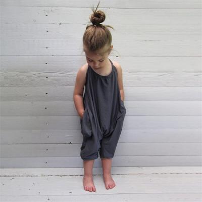 China Solid Backless Toddler Girl Overalls Size 2-8Y Toddler Pants Romper Harem Strap Baby Summer Anti-Shrink Overalls for sale