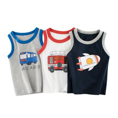 China Breathable Kids Invest For Boy Girl 100% Cotton Cartoon Knitwear Kids T-shirt Sleeveless Tank Tops For Kid for sale