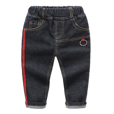 China Breathable Customize To Accept Elastic Waist Boys Pants Side Stripe Solid Pants For Kids Boys Jeans for sale