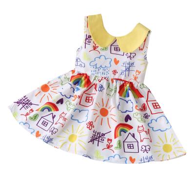 China Anti-wrinkle toddler baby sundress graffiti sleeveless one-piece dress for kids girl for sale