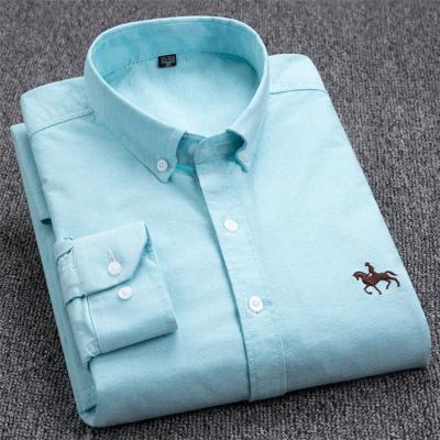 China 2021 Hot Sale New Solid Color Oxford Sportswear Men Long Sleeve Shirts Cotton Breathable Long Sleeves for sale