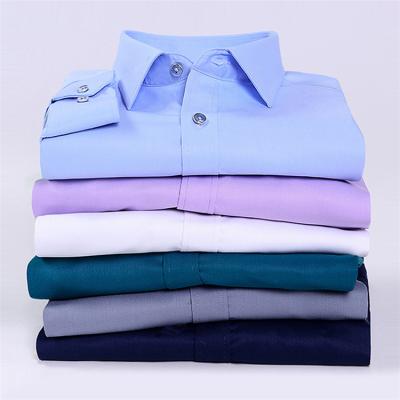 China Hot Selling Custom Made Cotton Shirts Long Sleeve Solid Color Business Slim Professional Formal Shirt Men Breathable for sale