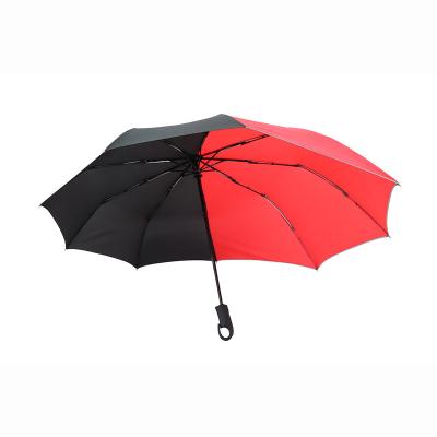 China 25 inch size 9k Ribs 3 Fold Custom Brand fashion 190T solid color PG fabric 25 inch Extra Long Extended Umbrella for Backpacks and Bags for sale