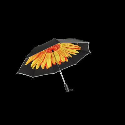 China 23 inch size 8k Ribs 3 Fold Popular products Durable Double Layer 3 Fold Super Strong Aluminium Ribs Fully-automatic Fiberglass Frame chrysanthemum umbrella for sale