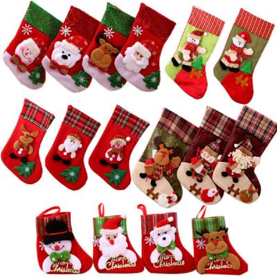 China Plush Christmas Decorations Santa Claus Socks Small Christmas Tree Christmas Socks Pendant Gift Bag for sale