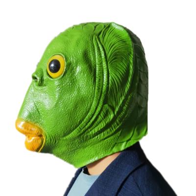 China Green Unique Fish Haloween Vinyl Design Mermaid Monster Full Face Party Mask for sale