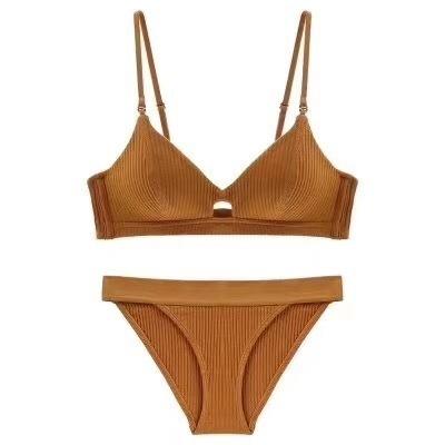 China Women Wear Antibacterial Sexy French Solid Color Bra&Underwear And Bra Set for sale