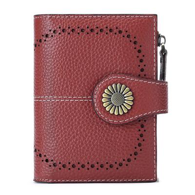 China RFID Vintage Faux Laser Leather Wallet Small Short Women's Wallets With Cards Cash Pocket for sale