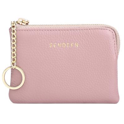 China RFID Women's Coin Purse Zipper Pocket Change Genuine Leather Pocket Wallet for sale