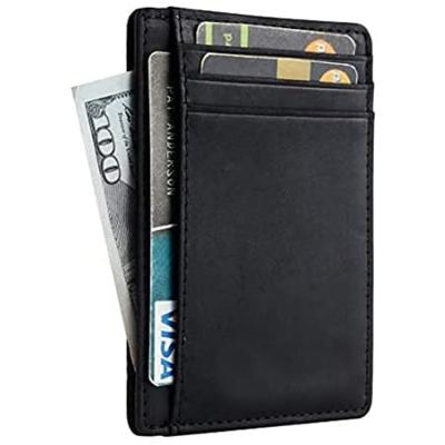 China 2022 Hot Sale Front Pocket Minimalist Leather Slim Wallet Amazon RFID Blocking Medium Size for sale