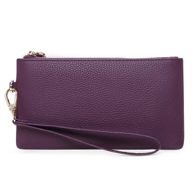 China 2022 Latest RFID Change Pocket Coins Pocket Women RFID Real Leather Zipper Wallet for sale