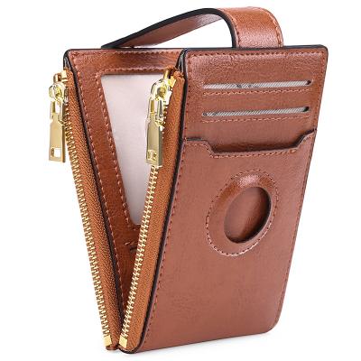 China RFID RFID Card Holder Airtag Wallet for Women Slim Multi Bifold Wallets Card Case Zipper Coin Purse for sale