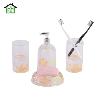 China Sustainable Supplies Transparent Acrylic Plastic Bath Set Bathroom Hardware Accessories for sale