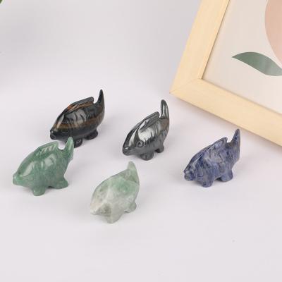 China China Healing Quartz Carving Carved Mini Stone Gemstone Crystal Fish For Home Decor for sale