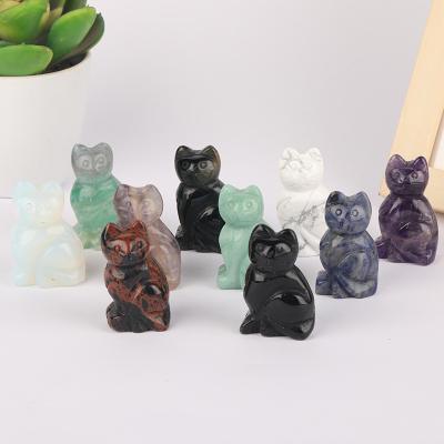 China High Quality Natural Stone Manufacturer Hand Curved Gemstones Crystal Cat from China China for sale