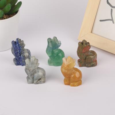 China Lovely China 2inch Dog Hand Carved Mini Clear Quartz Unicorn Figurine Crystal Stone For Decoration natural for sale