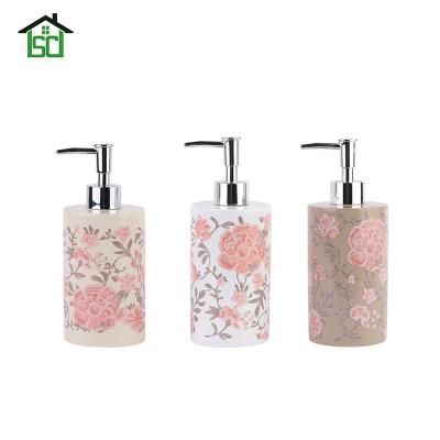 China Foam Soap Dispenser Sublimation Flower Pattern Luxury Bathrooms Resin Accessory Soap Dispenser for sale