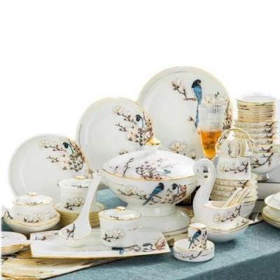 China China Pastoral Style Ceramic Tableware Set Gold Enamel Ceramic Tableware Customized Ceramic Tableware for sale