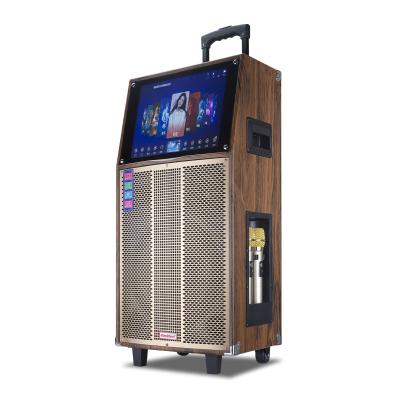 China AirPlay Network Model with WiFi and BT Function 17 Inch Full Touch Screen Trolley High Power Speaker for sale